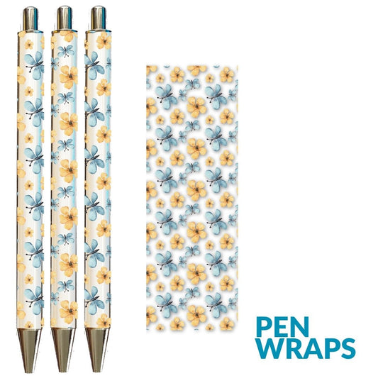 Yellow & Blue flower Set Pen