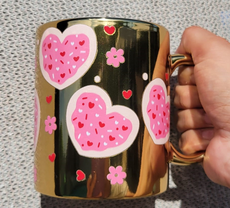 Pink Heart Gold Mug