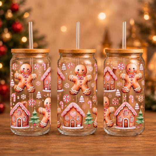 Gingerbread Cookie glass can